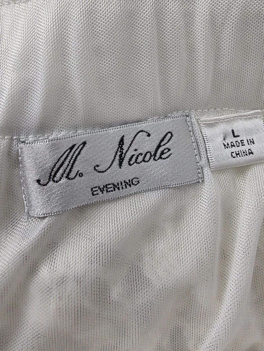 ❌️SOLD❌️M. Nicole Evening White Crochet Strapless Coastal Boho Maxi Dress Large - Picture 13 of 15